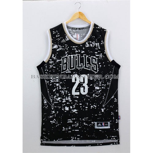 Maillot Lumieres de la ville Chicago Bulls Jordan Noir